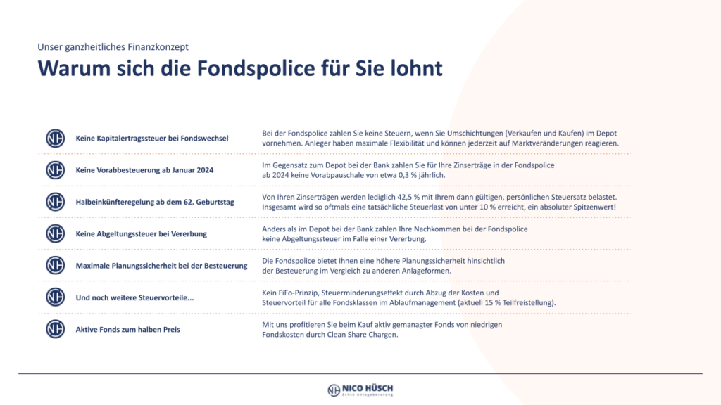Fondspolice Vorteile